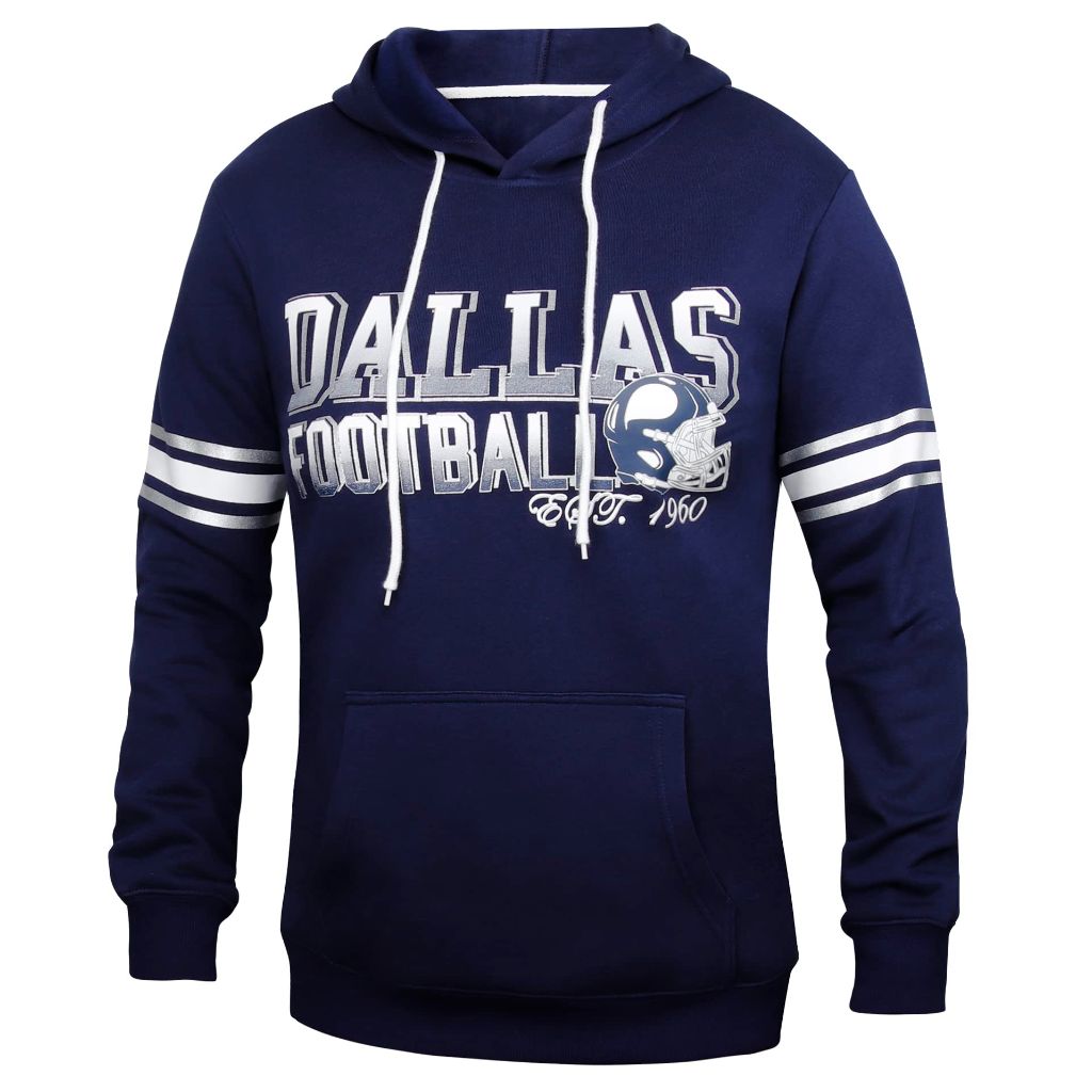 Simapak Women's Classic Athletic Fleece Sweatshirts Hoodie Pullover - Dallas Cowboys, Navy & White (Small)