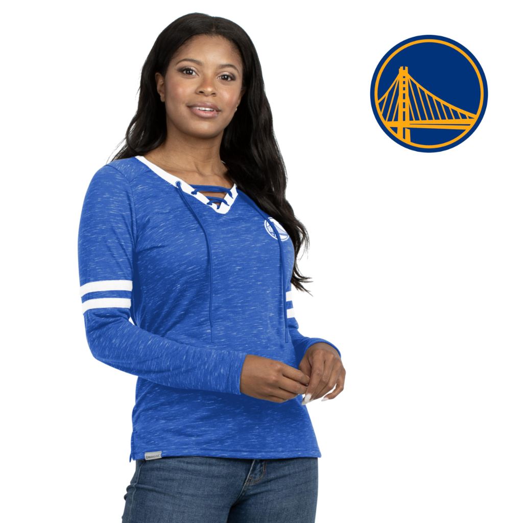 Holloway Women's NBA Monterey Long Sleeve Tee - Golden State Warriors, Blue (XL)
