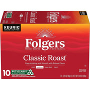 Folgers Classic Roast Medium Roast Keurig K-Cup Coffee Pods, 10ct.