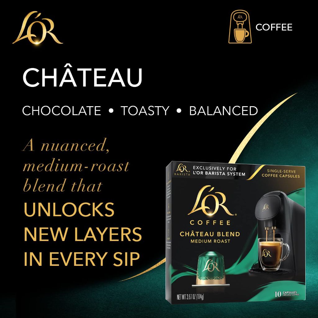 L'OR Coffee Chateau Blend Medium Roast Coffee Capsules, 10ct.