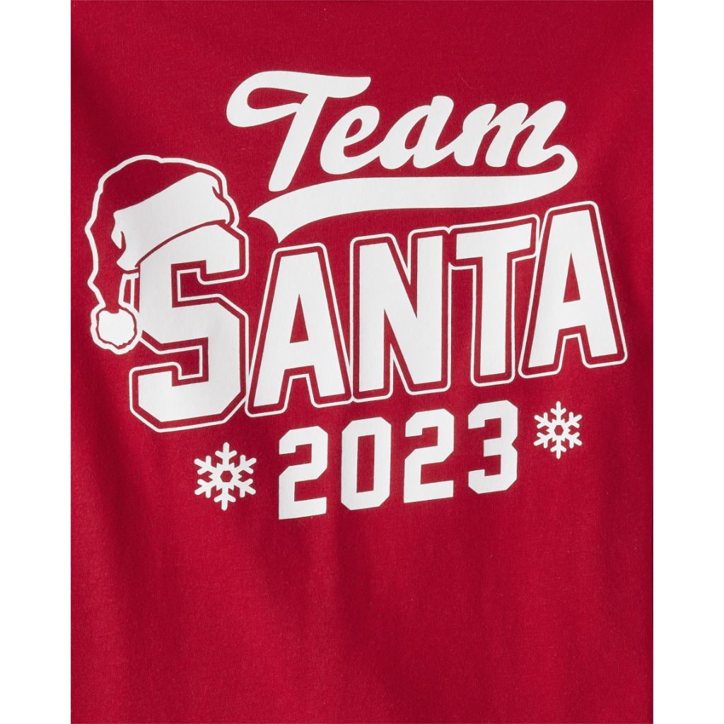 The Children's Place Kid's Long Sleeve Christmas Graphic T-Shirt - Team Santa, Red (Small 5/6)
