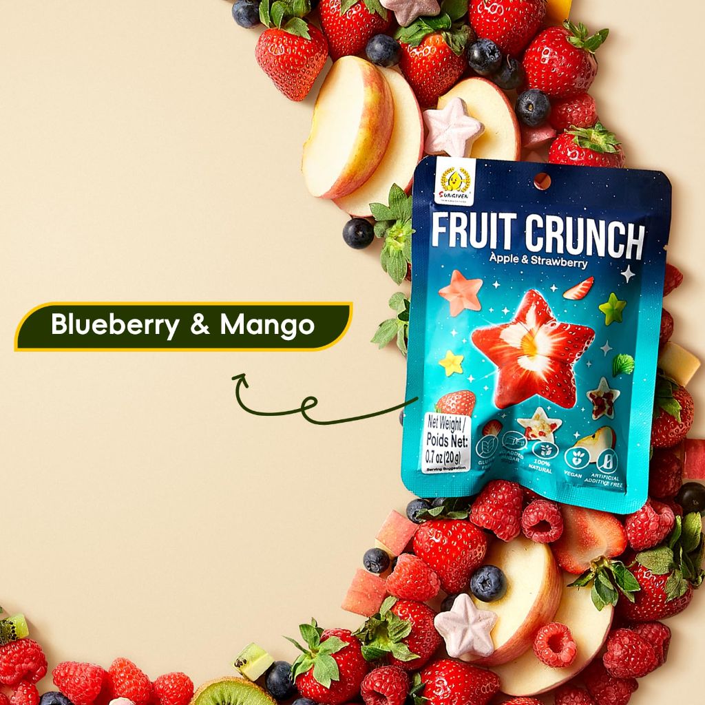 Sungiven Freeze Dried Fruit Crunch Crisps - Apple & Strawberry, 4.2oz (6 Packs)