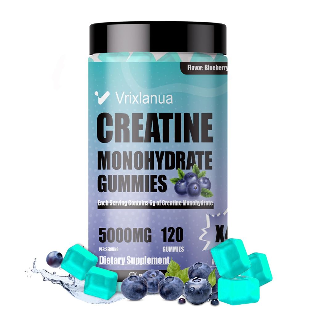 Vrixlanua 500mg Creatine Monohydrate Gummies - Blueberry, 120ct.