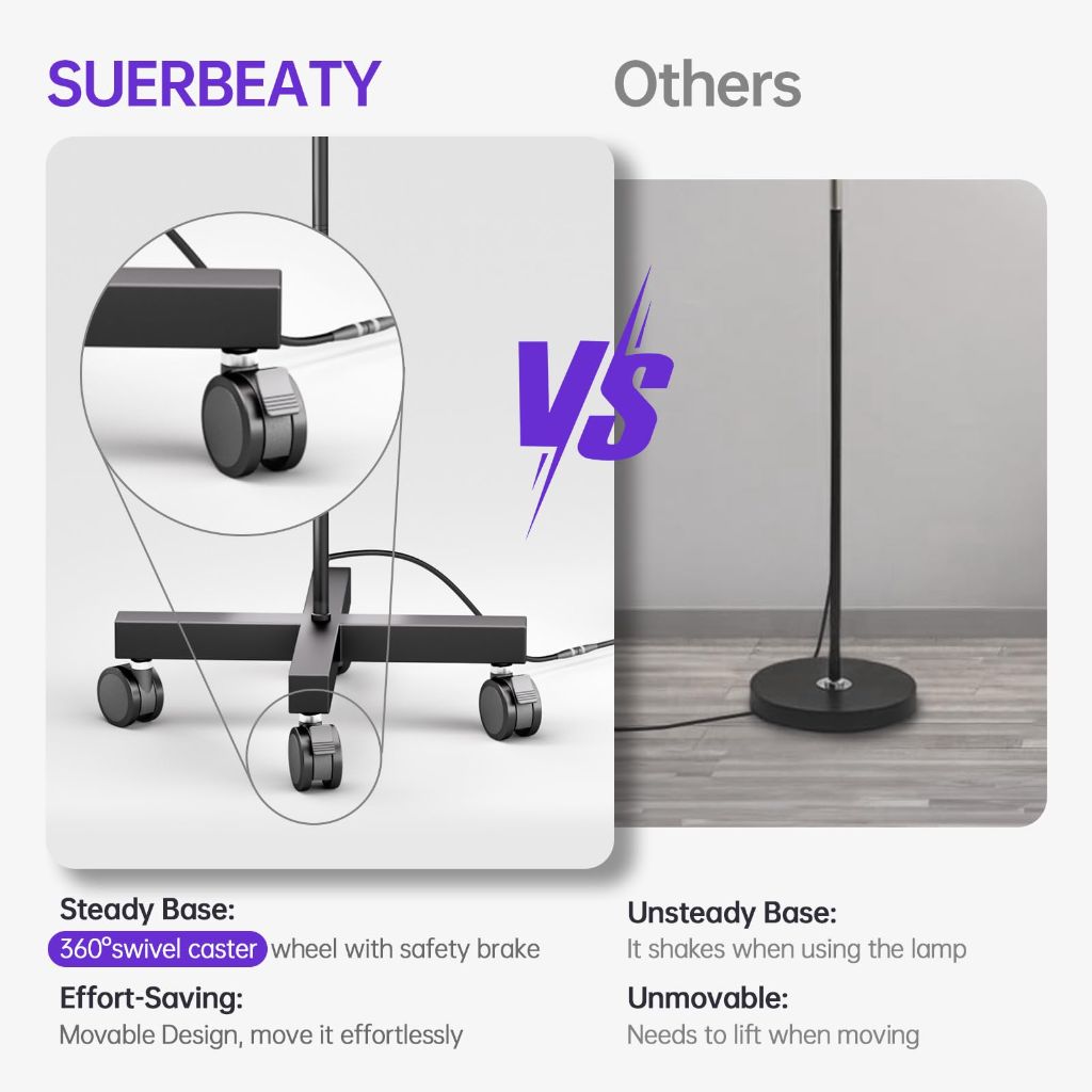 SUERBEATY Lash Light for Eyelash Tech, 10W Lash Lamp with Foot Pedal Control