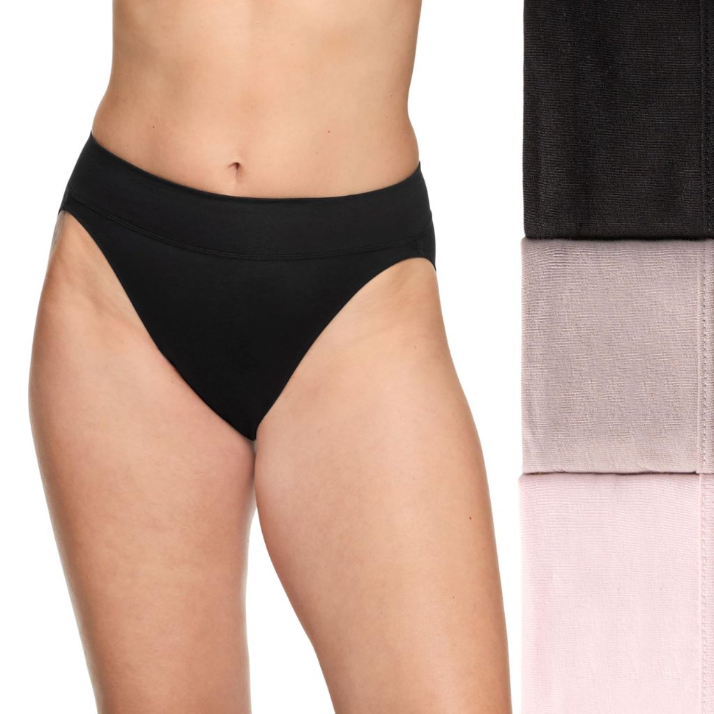 Warner's Women's No Pinching No Problems Dig-Free Mid-Waist Hi-Cut Briefs - Blush/Mink/Black, Medium (3 Pairs)