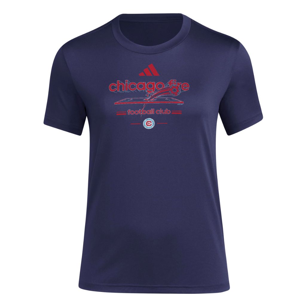 adidas Women's MLS Pre-Game Short Sleeve T-Shirt - Chicago Fire FC, Navy (XL)