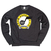 Blue 84 NBA Officially Licensed Tri-Blend Crewneck Sweatshirt - Utah Jazz, Black (Medium)