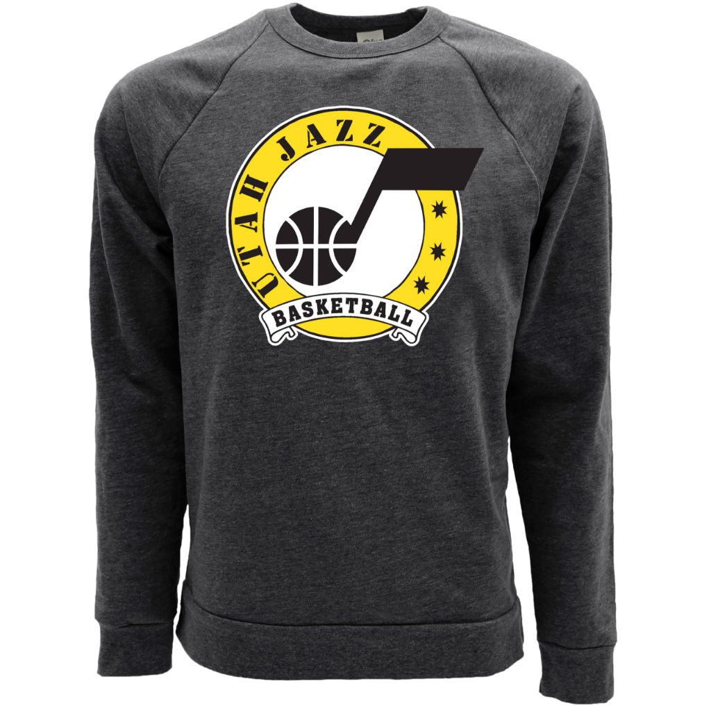 Blue 84 NBA Officially Licensed Tri-Blend Crewneck Sweatshirt - Utah Jazz, Black (Medium)