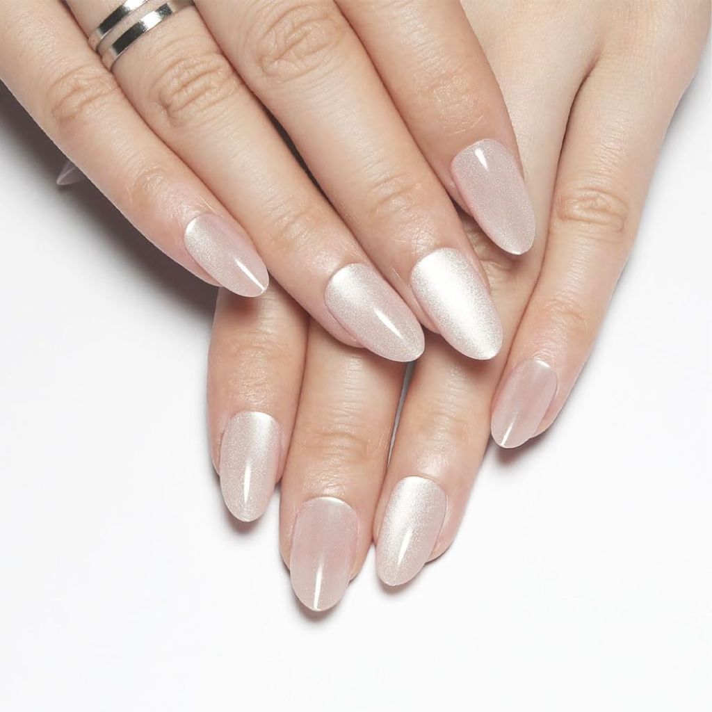 Kaely Press-On Cat Eye Extra Short Nails - Crystal Shimmer, 24pcs.