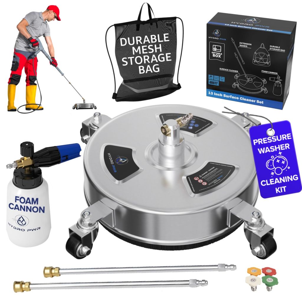 HYDRO PWR 13" Pressure Washer Surface Cleaner with Foam Cannon, 4000 PSI Max