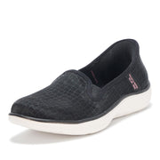 Skechers Women's On-The-Go Flex Radiant Snake Print Skimmer Hands Free Slip-In Shoes - Black/Rose Gold, 5.5