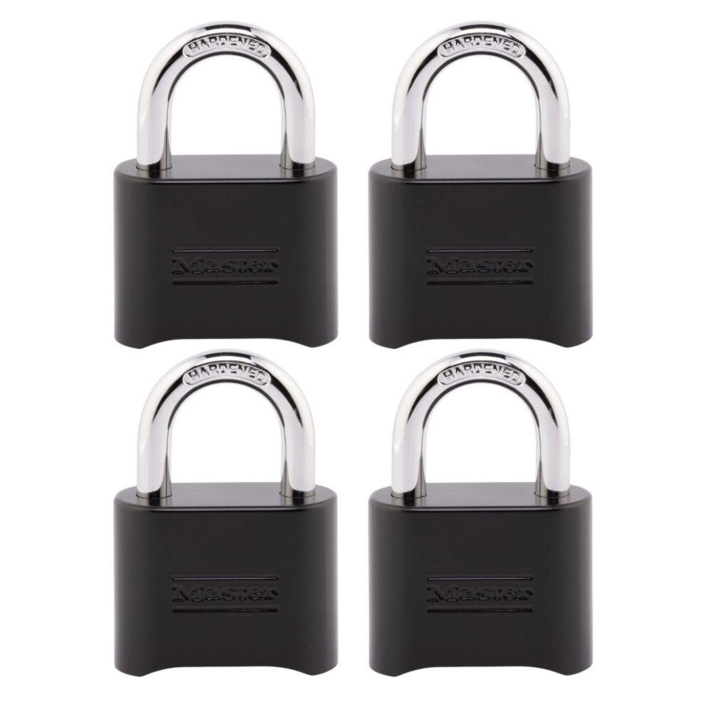 Master Lock Customizable Combination Weather-Resistant Padlock - Black (4 Pack)