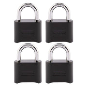 Master Lock Customizable Combination Weather-Resistant Padlock - Black (4 Pack)