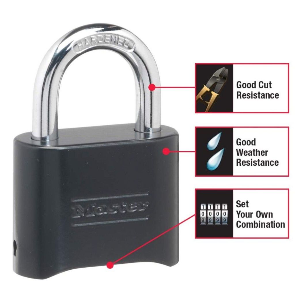 Master Lock Customizable Combination Weather-Resistant Padlock - Black (4 Pack)