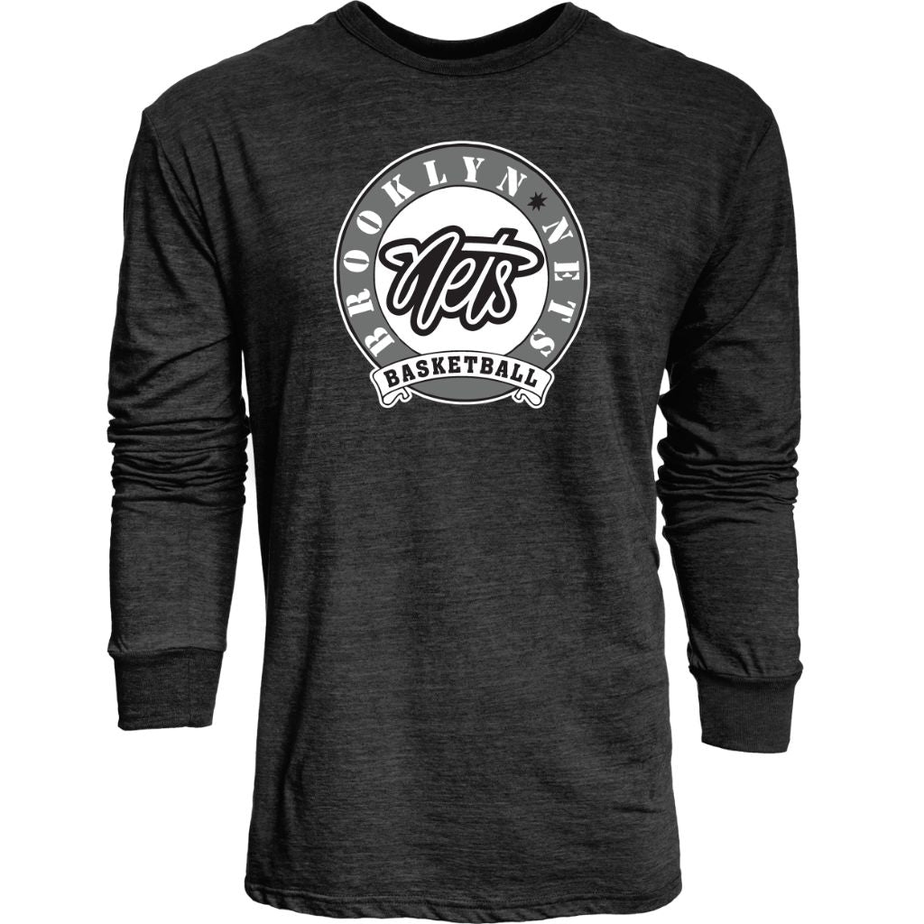 NBA Brooklyn Nets Long Sleeve T-Shirt, Black, SZ S