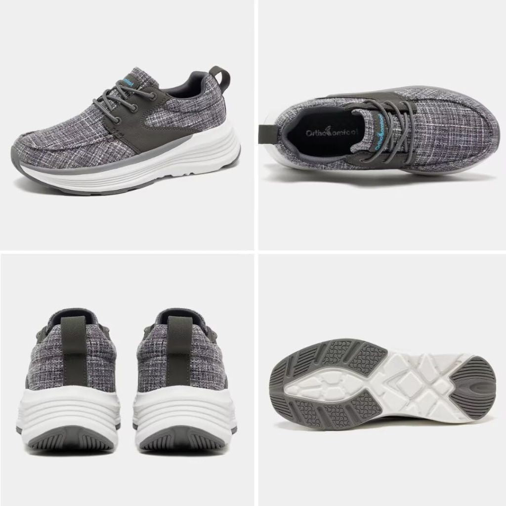 OrthoComfort Women's Orthopedic Fashion Sneakers Arch Support - Gray, Size 7