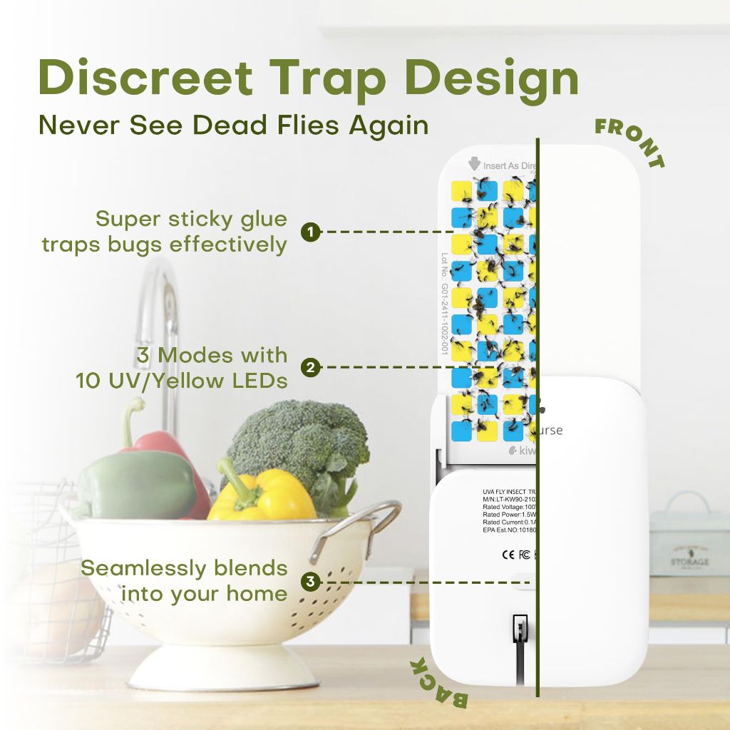 Kiwinurse Plug-In Flying Insect Trap - Off-White, 1 Trap + 4 Refills