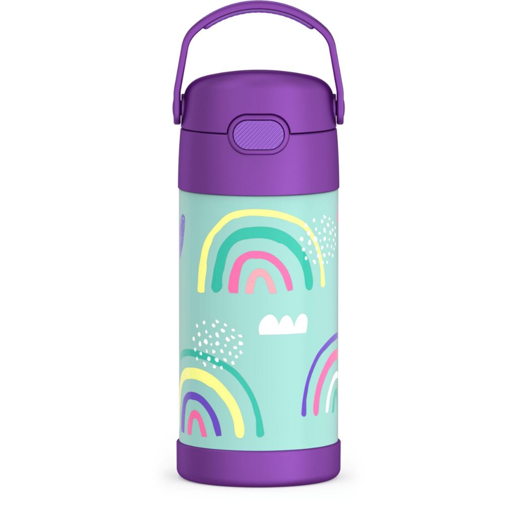 Kid's Thermos FUNtainer Stainless Steel Water Bottle with Straw, 12oz - Rainbows