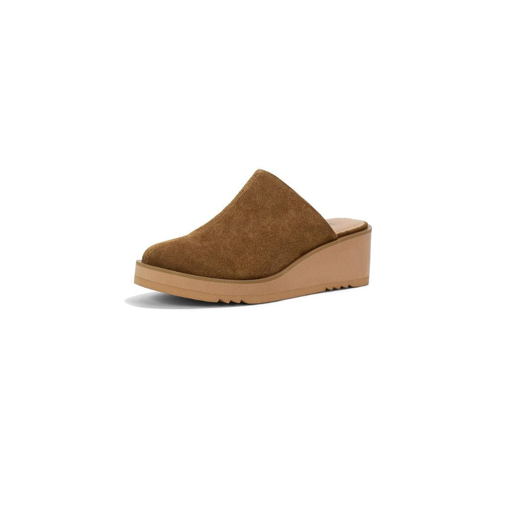 NYDJ Women’s Suede Edmond Slip-On Mule Wedges – Saddle, Size 9.5