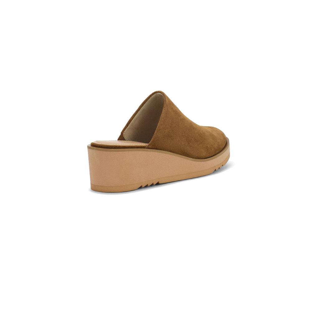 NYDJ Women’s Suede Edmond Slip-On Mule Wedges – Saddle, Size 9.5