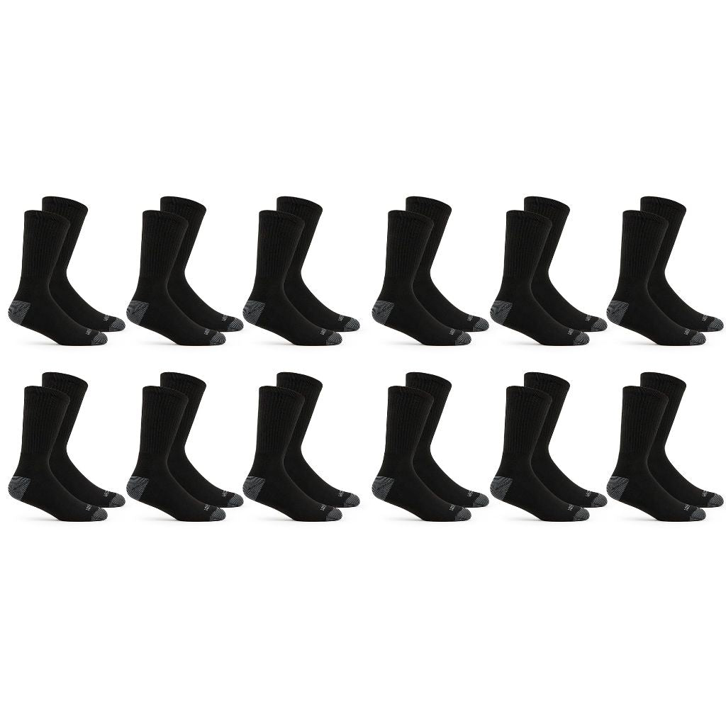 Fruit of the Loom Men's Dual Defense Crew Socks - Black, Size 6-12 (12 Pair)