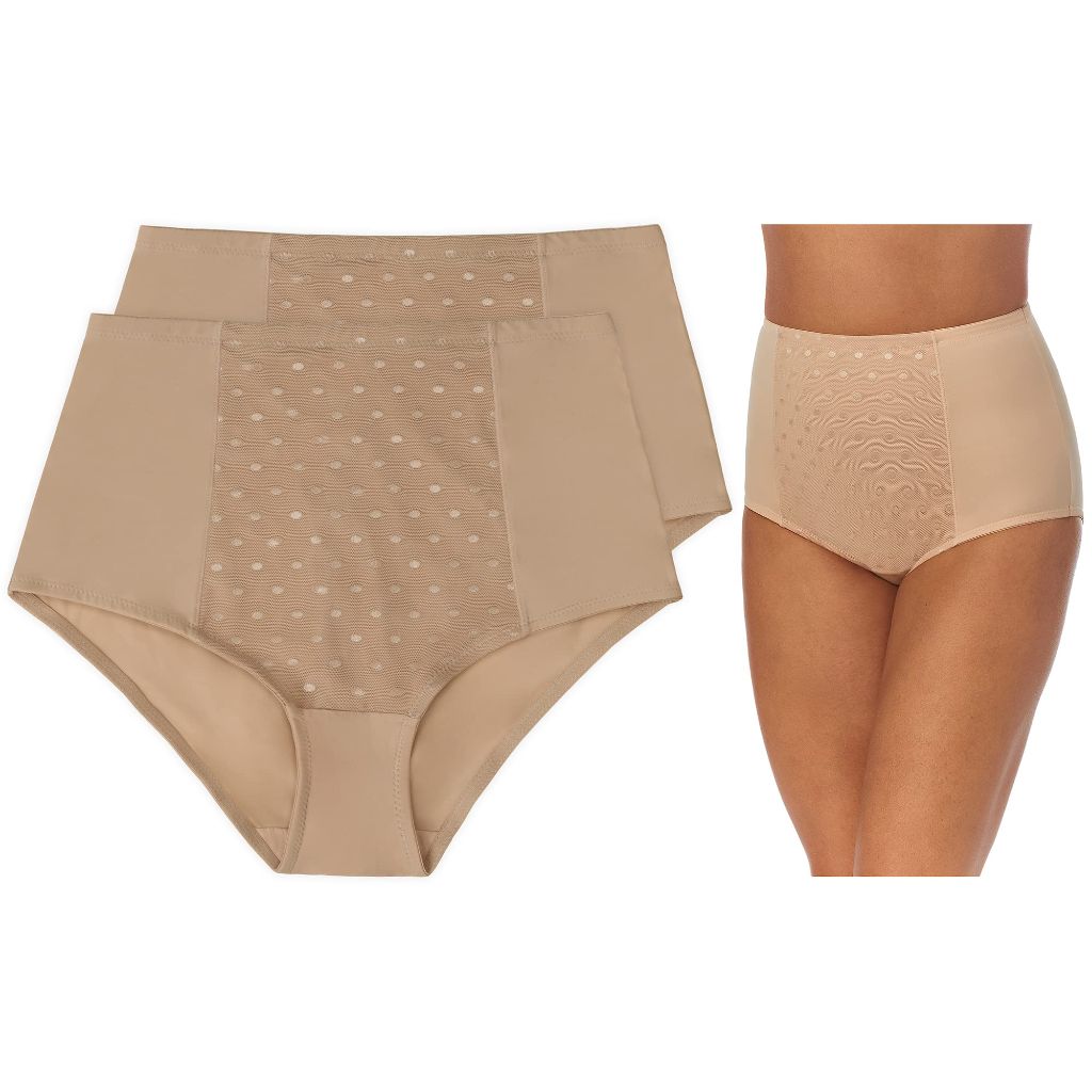 Ellen Tracy Women's Perfect Shape Control Brief - Sun Beige, Large (2 Pair)