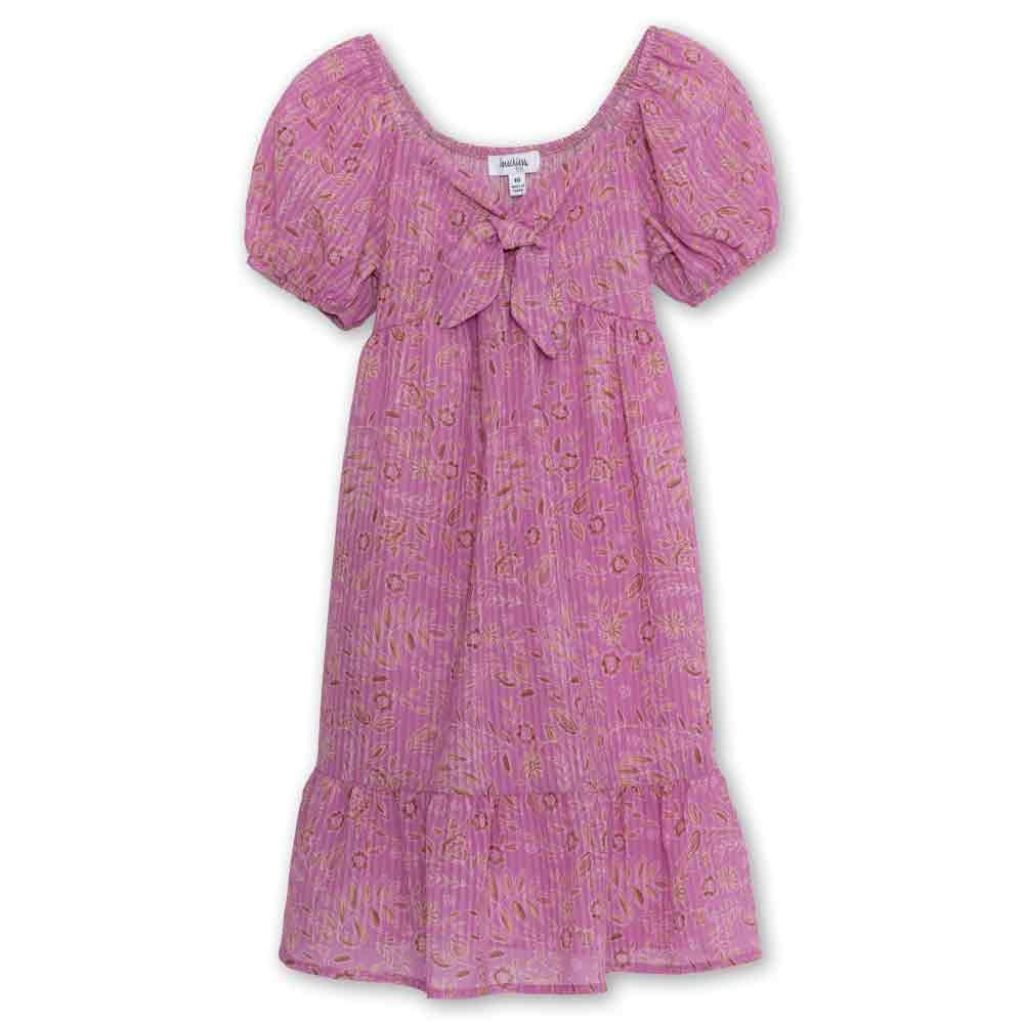Girls' Short Sleeve Sweetheart Neck Dress - Pink Stripe, Size 7