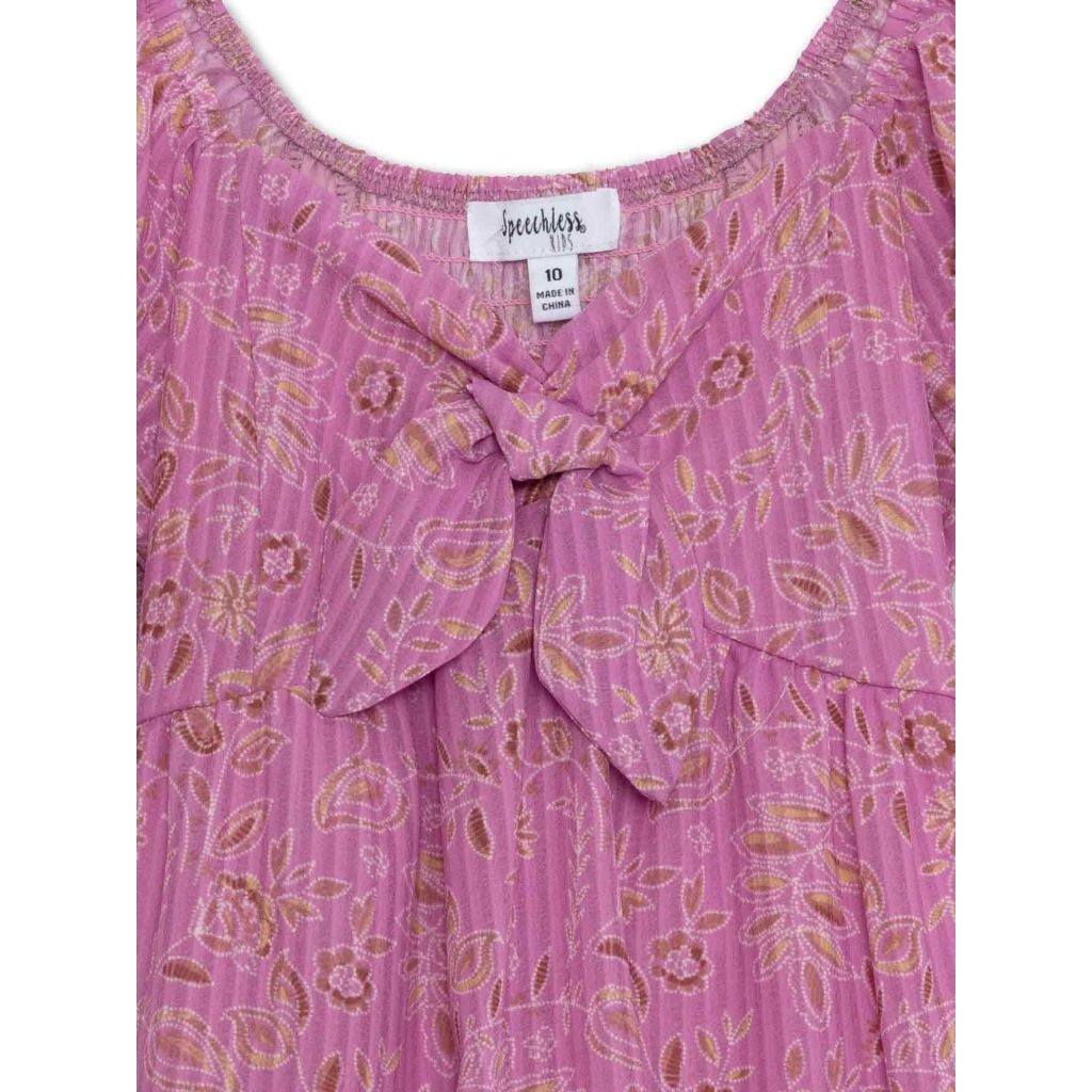 Girls' Short Sleeve Sweetheart Neck Dress - Pink Stripe, Size 7