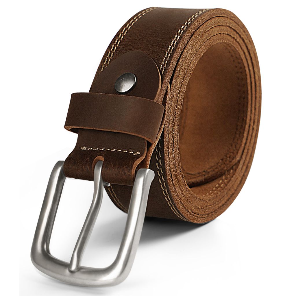 KEECOW Men's 100% Italian Cow Leather Belt w/Anti-Scratch Buckle - Brown, 38-42