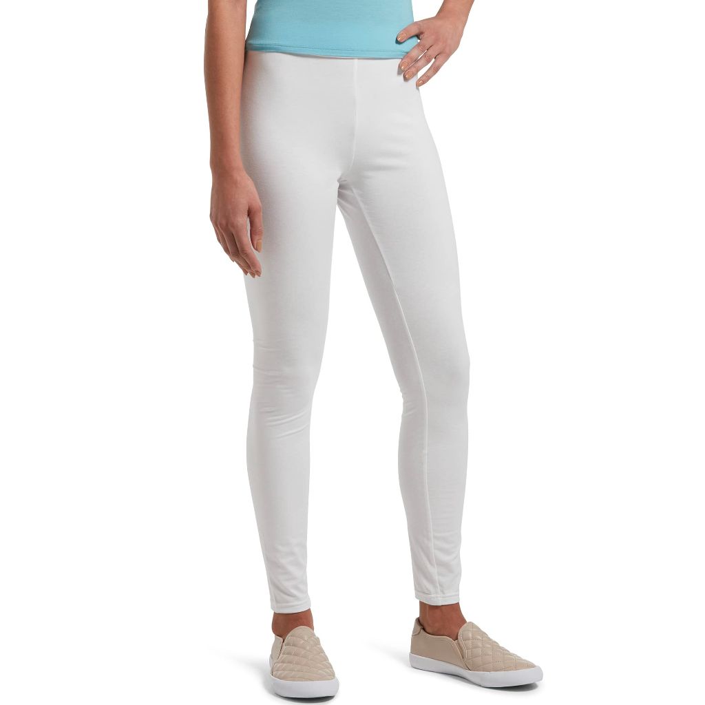 Hue Women's Travel Hue Wide Waistband Cotton High Waist Leggings - White, 2X