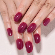 Kaely Press-On Medium Oval Glossy Nails - Burgundy Red, 24pcs.