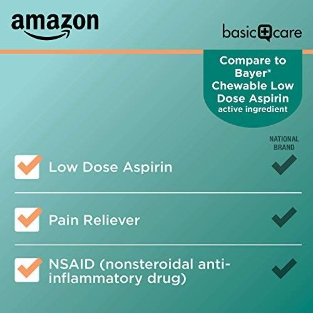Amazon Basic Care Aspirin 81mg Chewable Tablets - Orange, 36ct (3 Pack)