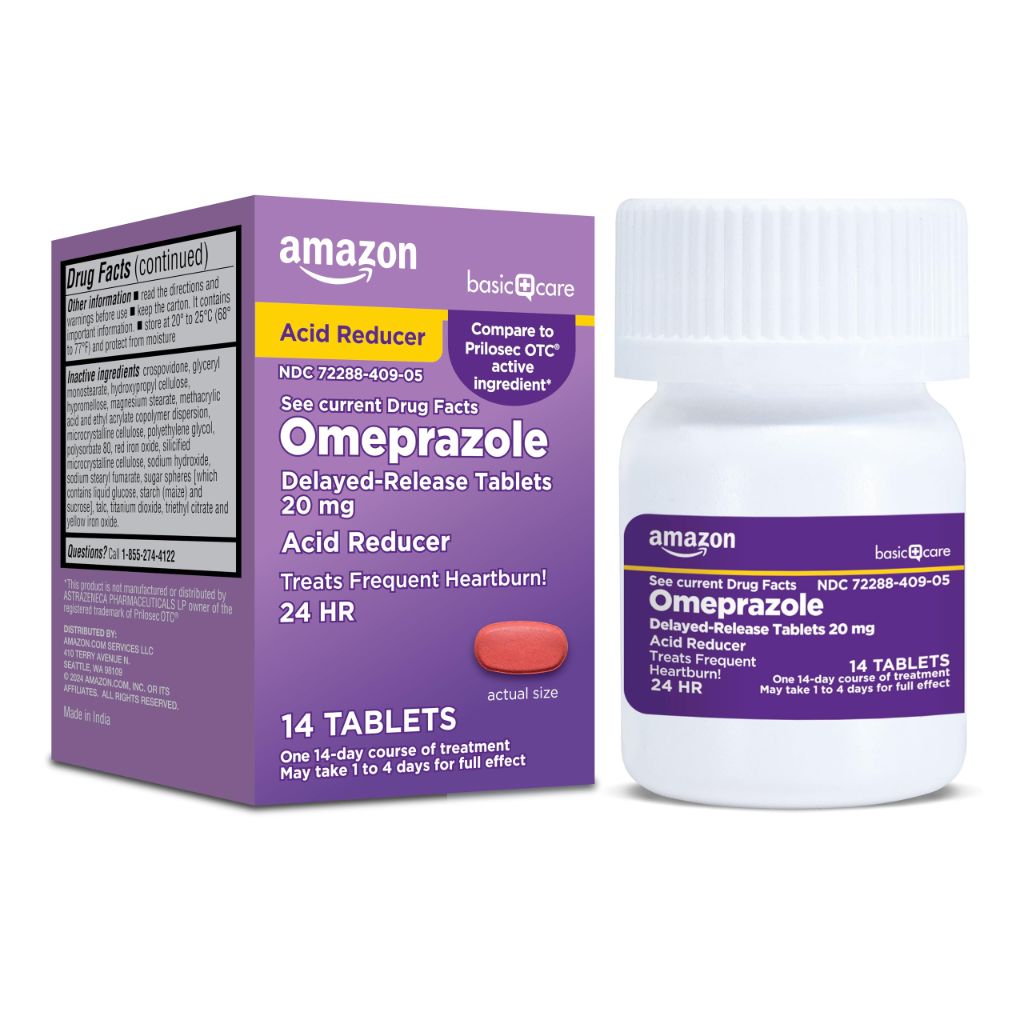 Amazon Basic Care Omeprazole Delayed Release Tablets 20mg - 14ct.