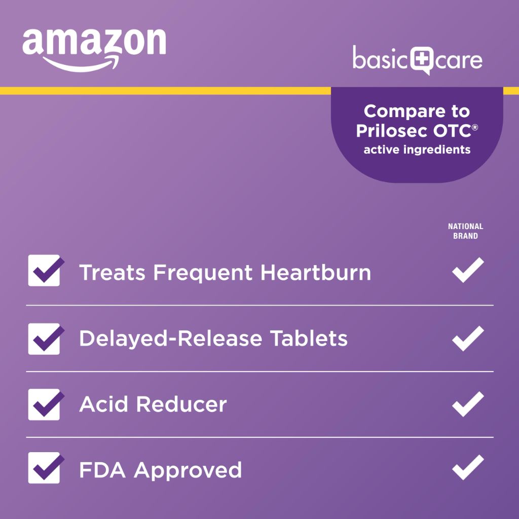 Amazon Basic Care Omeprazole Delayed Release Tablets 20mg - 14ct.