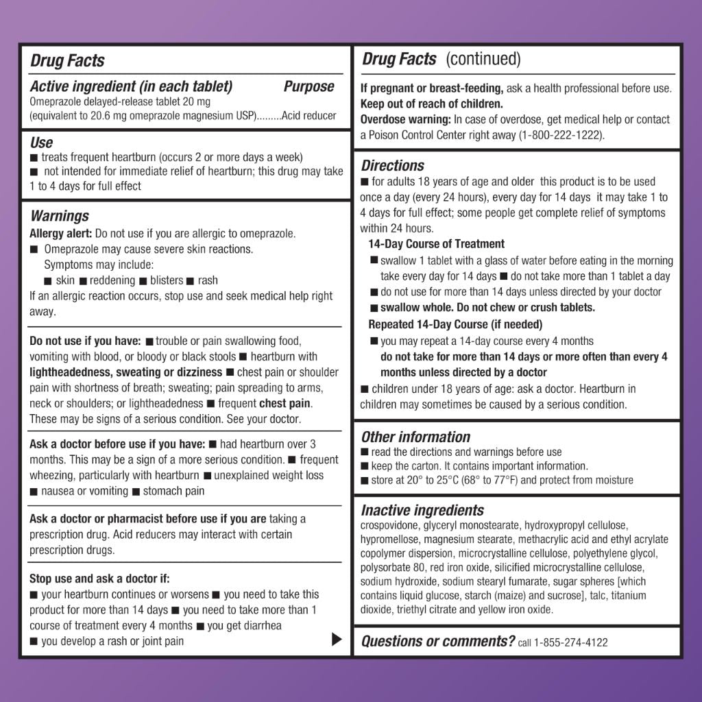Amazon Basic Care Omeprazole Delayed Release Tablets 20mg - 14ct.