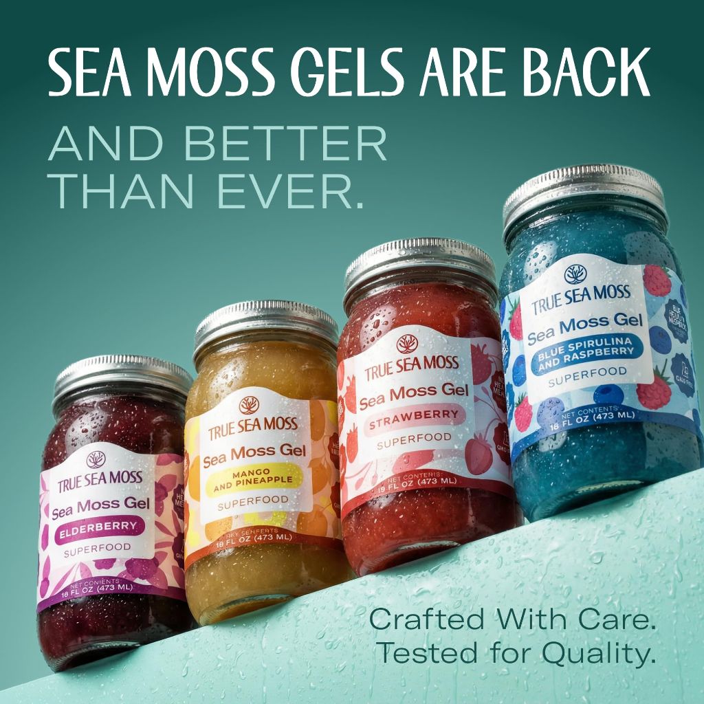 TrueSeaMoss Wildcrafted Sea Moss Gel – Blue Spirulina, 16 fl. oz.