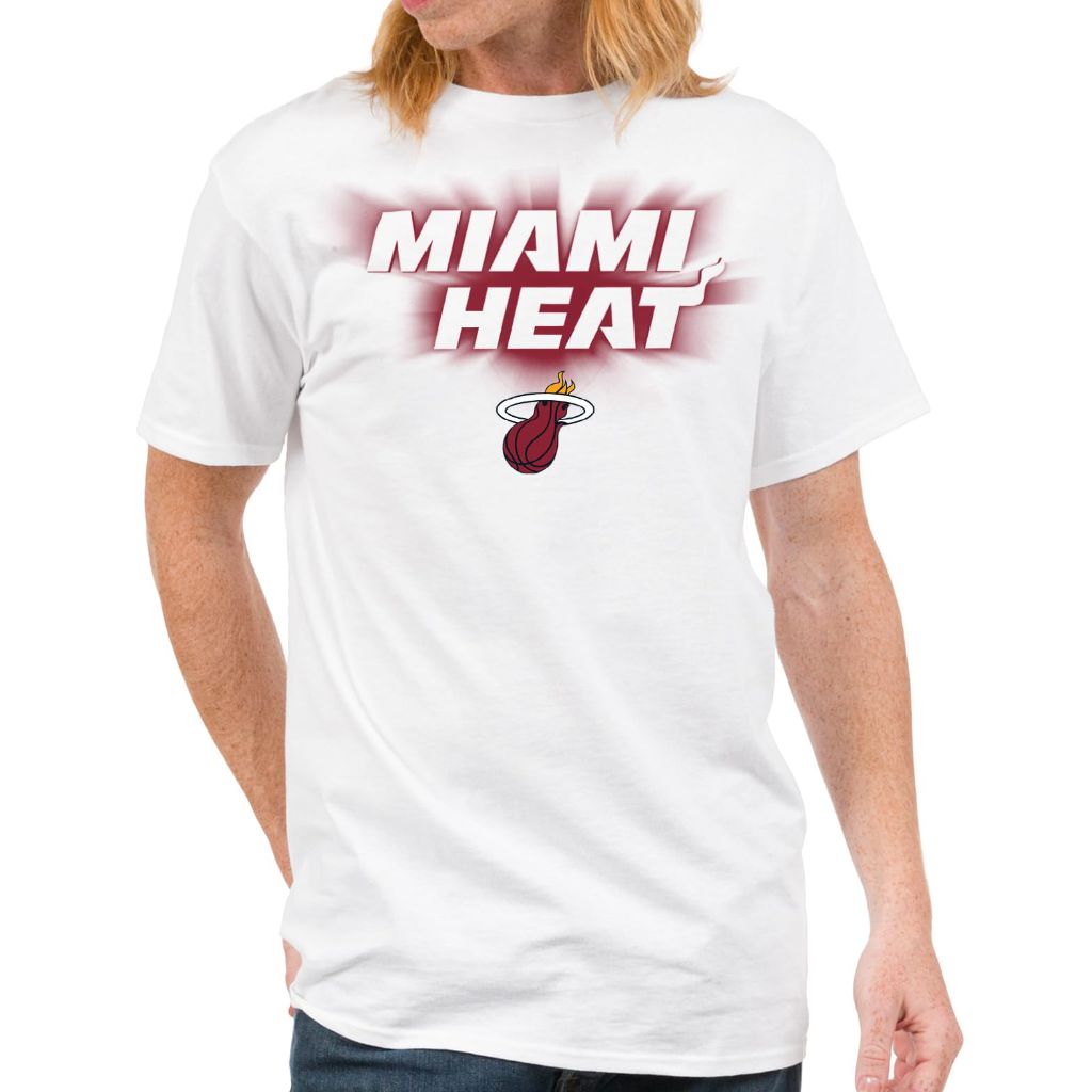 Junk Food Adult's NBA Short Sleeve T-Shirt - Miami Heat, White (Large)