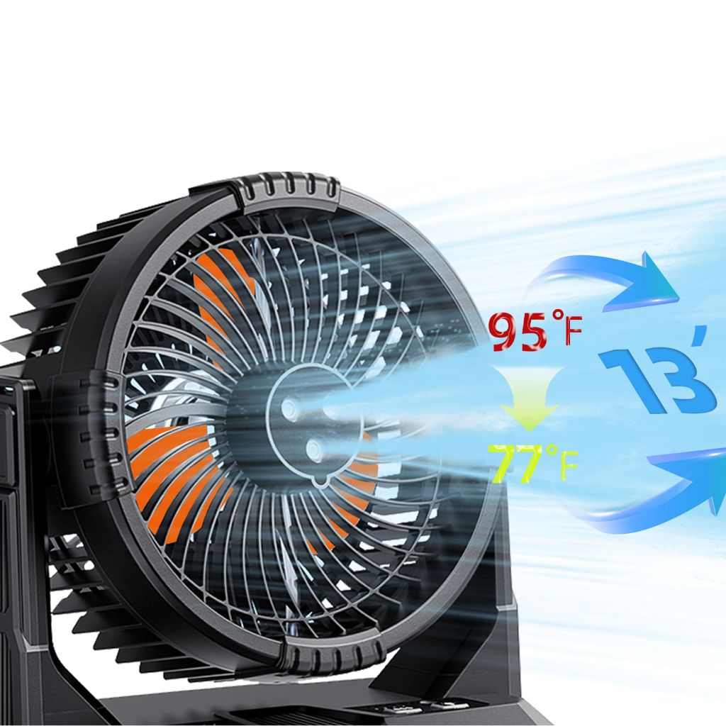 CINGALOOK Portable Misting Fan with 9L Tank & 20,000mAh Battery - 3-Speed - 8H Mist, Lightweight 3.7lbs