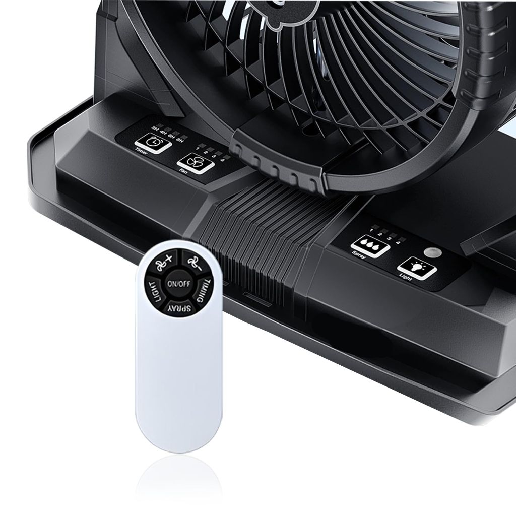 CINGALOOK Portable Misting Fan with 9L Tank & 20,000mAh Battery - 3-Speed - 8H Mist, Lightweight 3.7lbs