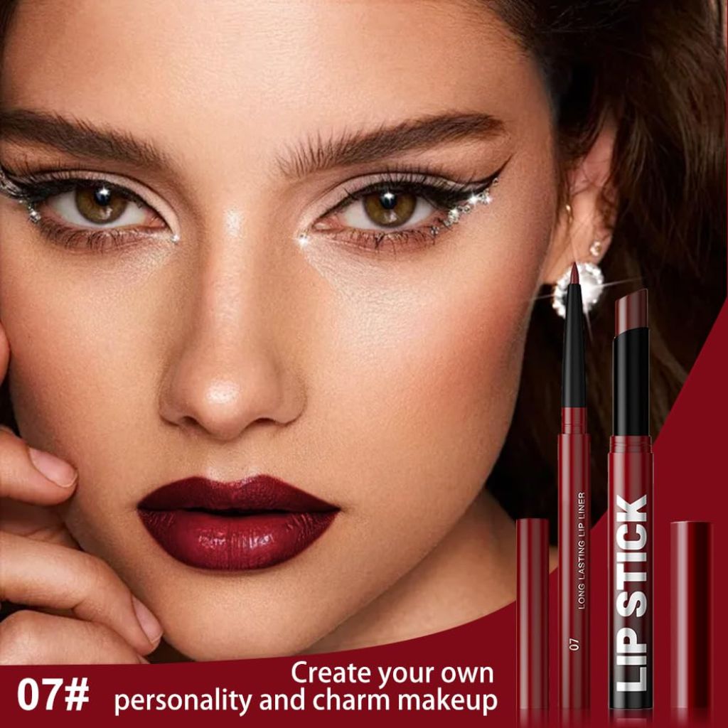 2-in-1 Matte Lip Liner and Lipstick Combo Set - Plum 07#