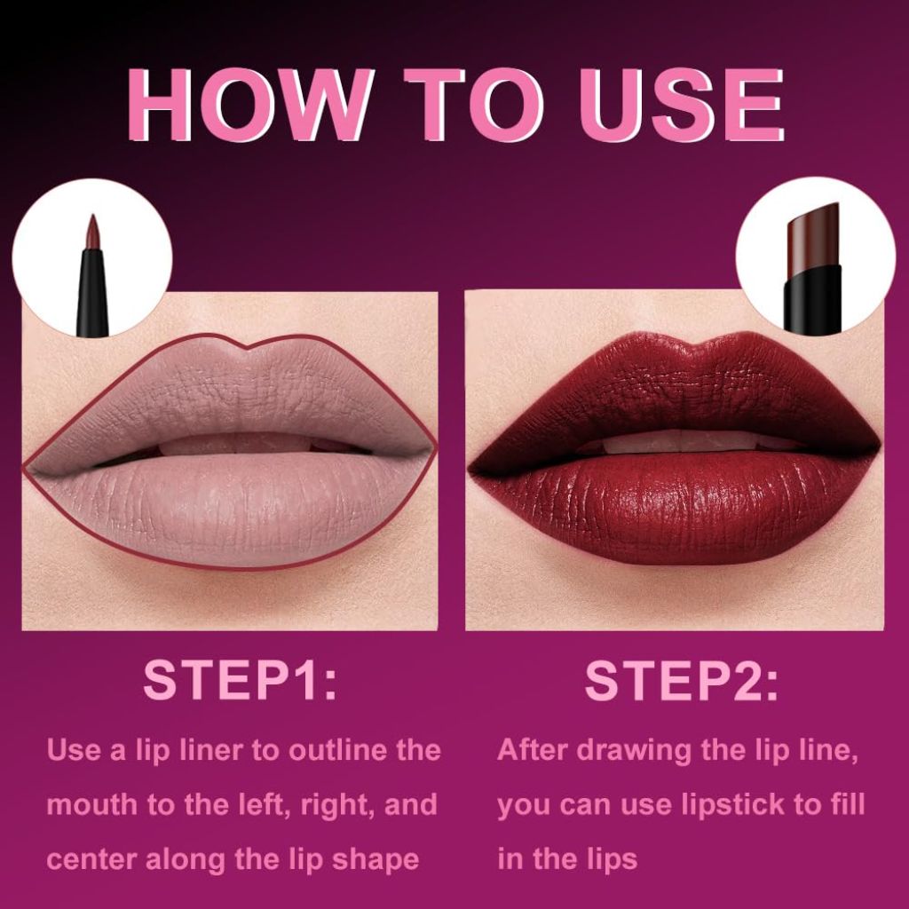 2-in-1 Matte Lip Liner and Lipstick Combo Set - Plum 07#