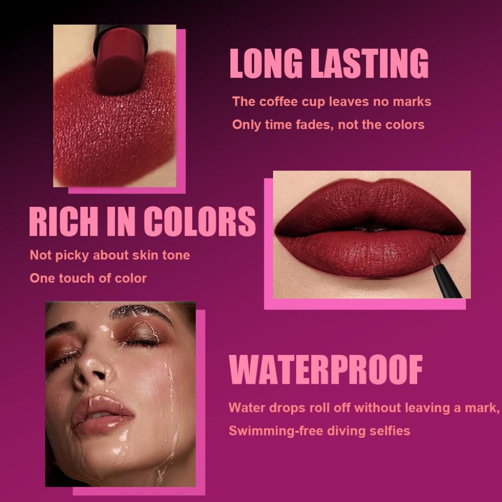 2-in-1 Matte Lip Liner and Lipstick Combo Set - Plum 07#