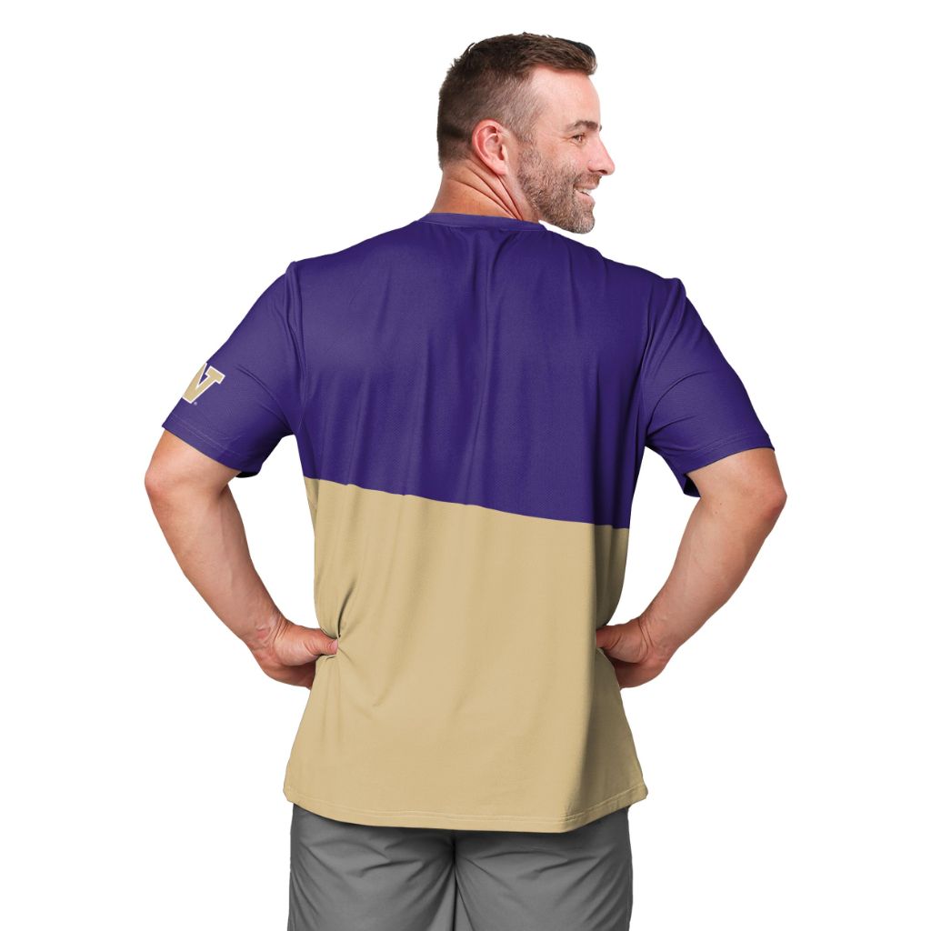 FOCO Men's NCAA College Team Swim Shirt - Washington Huskies, Purple & Gold (Large)