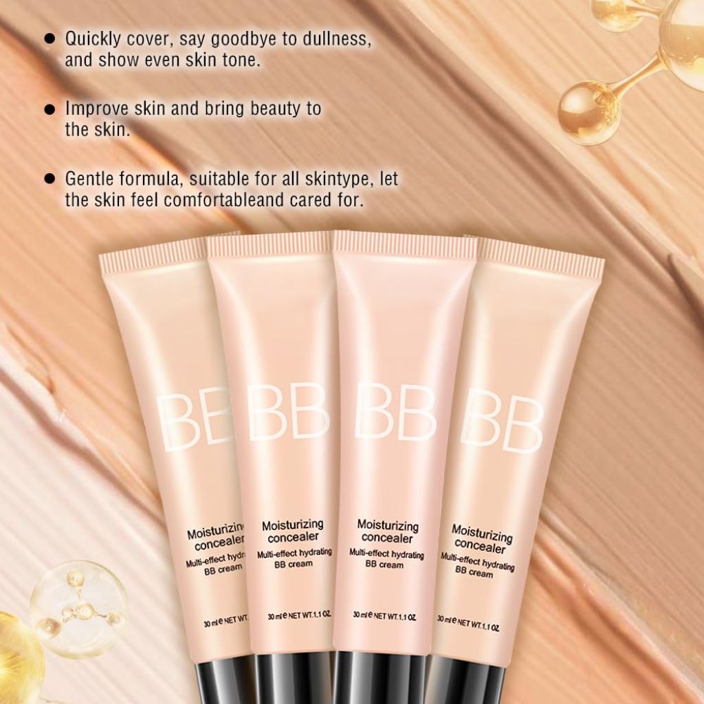 BB Cream Moisturizing Tinted Foundation Concealer with Brush - Matte, Ivory White #1