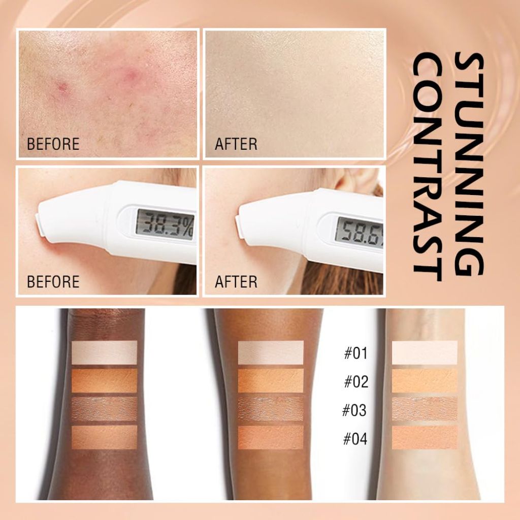 BB Cream Moisturizing Tinted Foundation Concealer with Brush - Matte, Ivory White #1