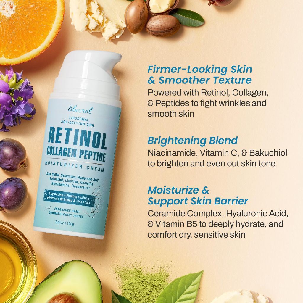 Ebanel 2.5% Retinol Collagen Peptide Cream Face Moisturizer - 3.5 fl. oz.