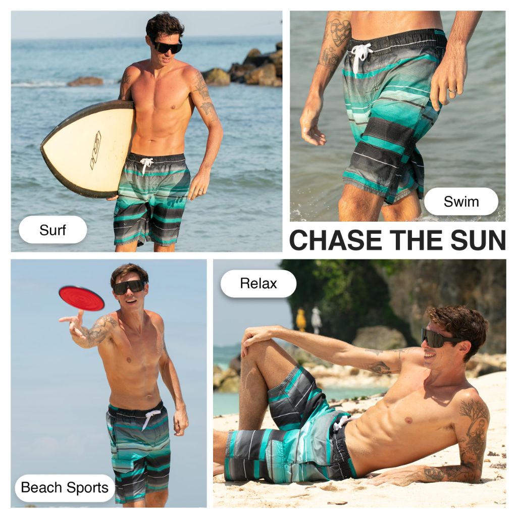 Kanu Surf Men's Beach Swim Trunks - Horizon Black/Green, XXL