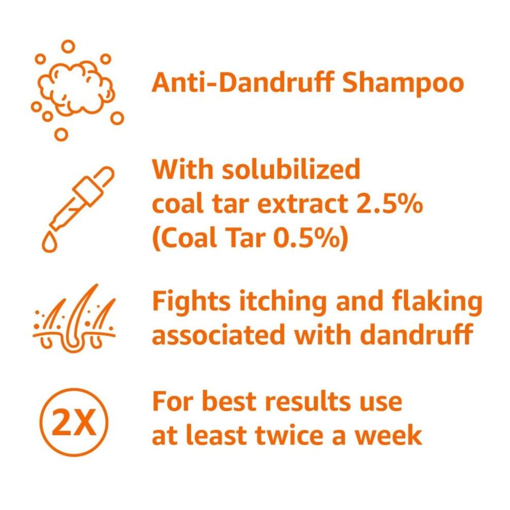Amazon Basics Therapeutic Plus Coal Tar Gel Anti-Dandruff Shampoo 0.5% - 16 fl. oz.