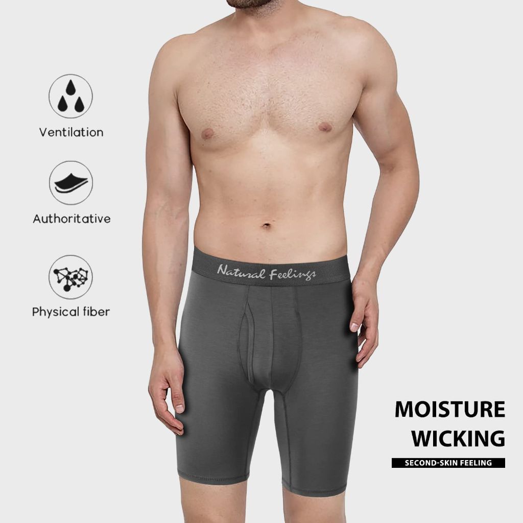 5Mayi Modal Men's 9" Boxer Briefs - Black/Gray, Size Small (3 Pair)