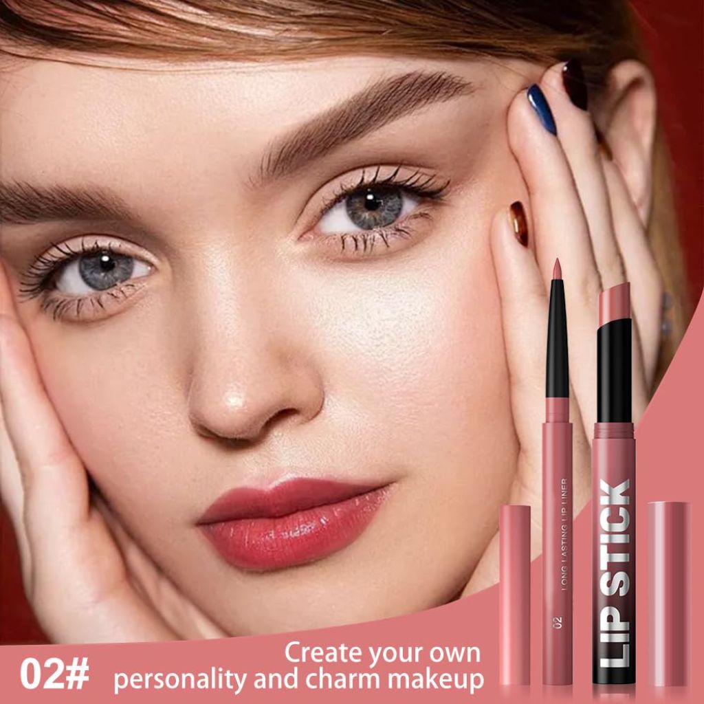 2-in-1 Matte Lip Liner and Lipstick Combo Set - Rose 02#